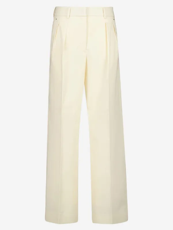 Wide-Leg Tailored Trousers Cream made by Moncler