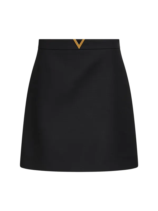 Black Crepe Couture Short Skirt made by Valentino