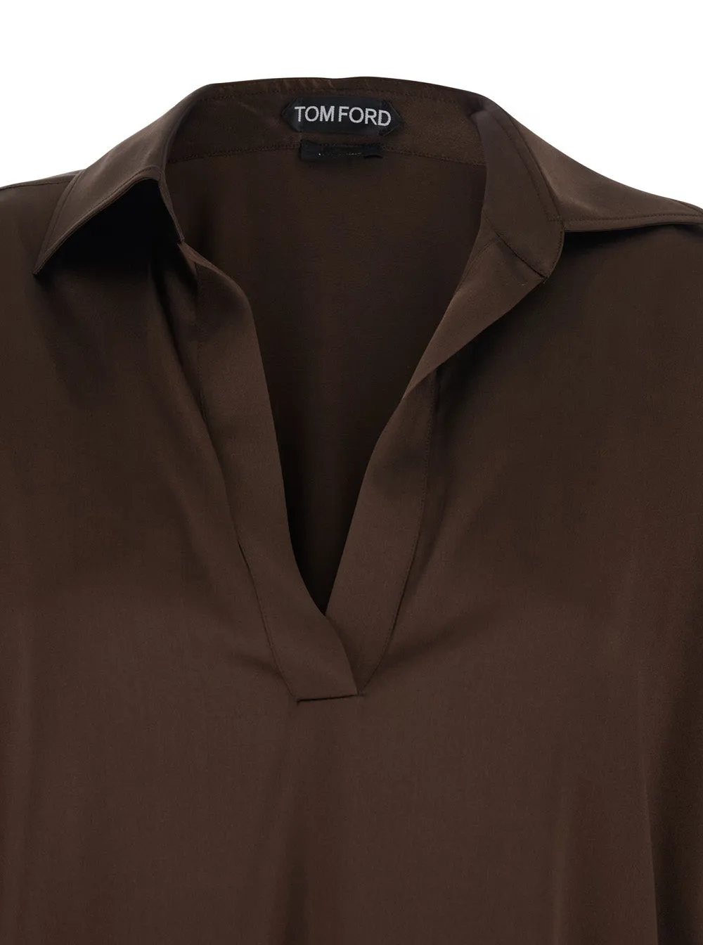 Blouse in Stretch Silk, Brown sold by Lord & Taylor product image thumbnail 3