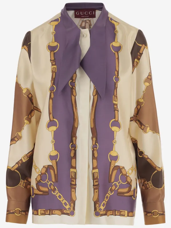 Silk Twill Shirt Multi made by Gucci