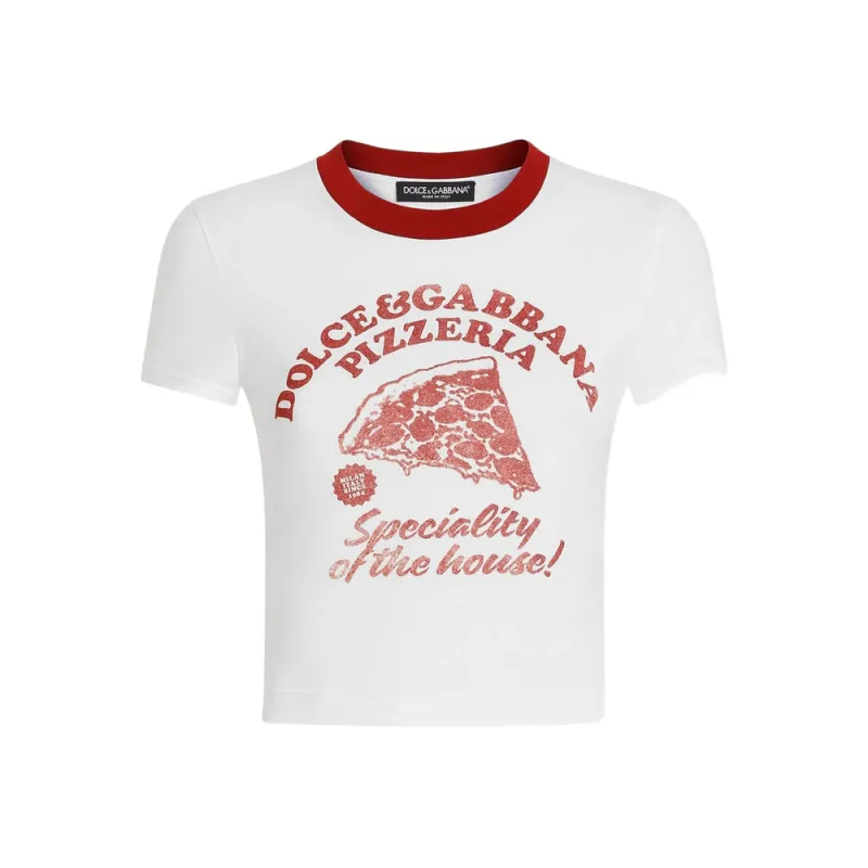 Graphic Print Cropped Neck T-Shirt made by Dolce & Gabanna