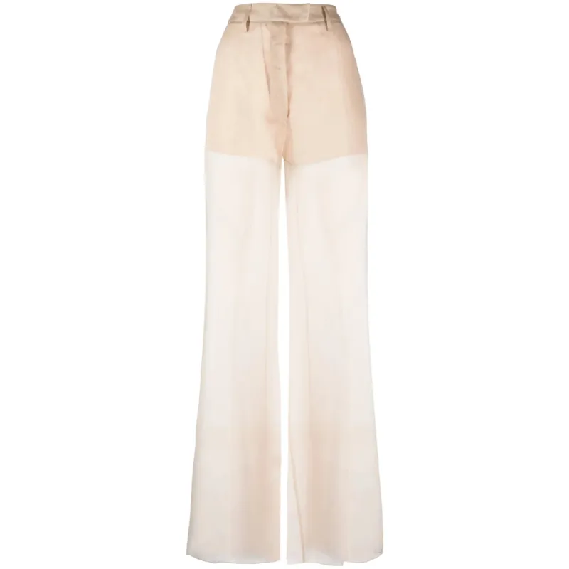 Trousers Flared Silk Neutrals made by Prada