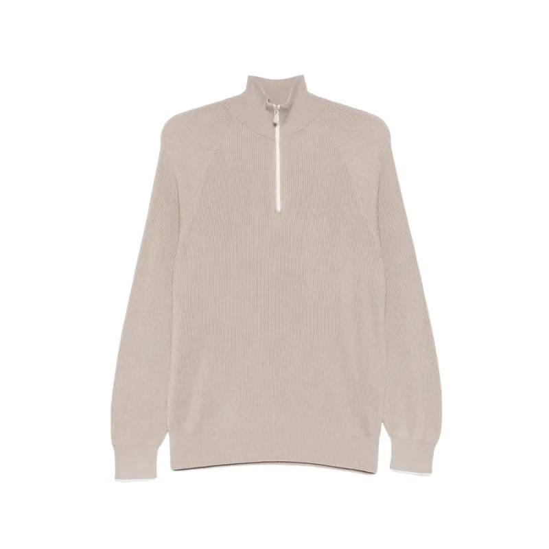 Half-Zip High Neck Sweater made by Brunello Cucinelli