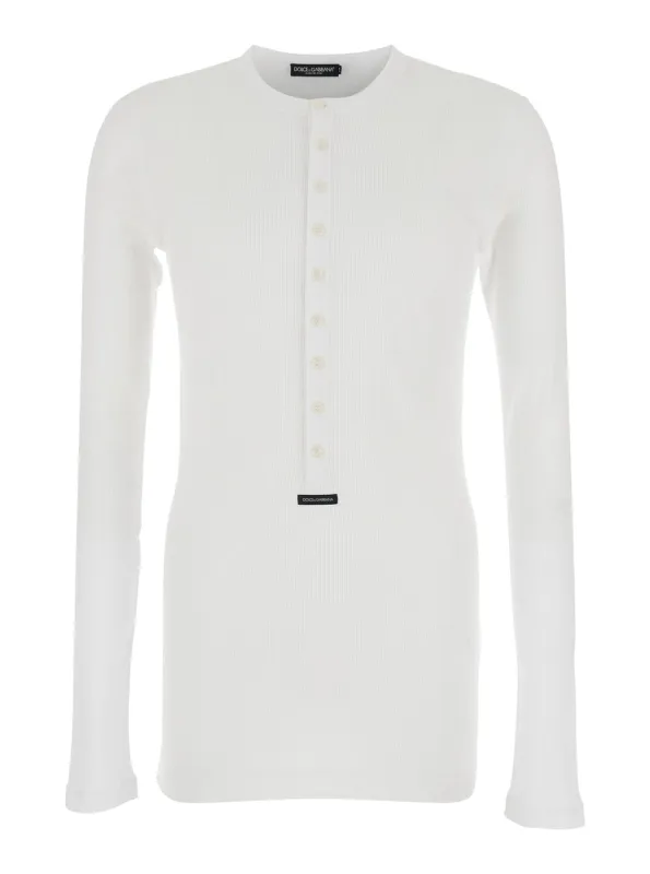 T-shirt Serafino White Cotton made by Dolce & Gabanna
