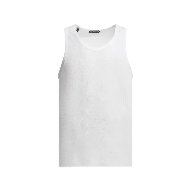 Sleeveless White Ribbed Sweater made by Tom Ford
