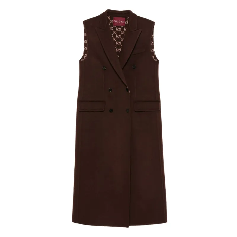 Waistcoat Brown Wool-Silk made by Gucci