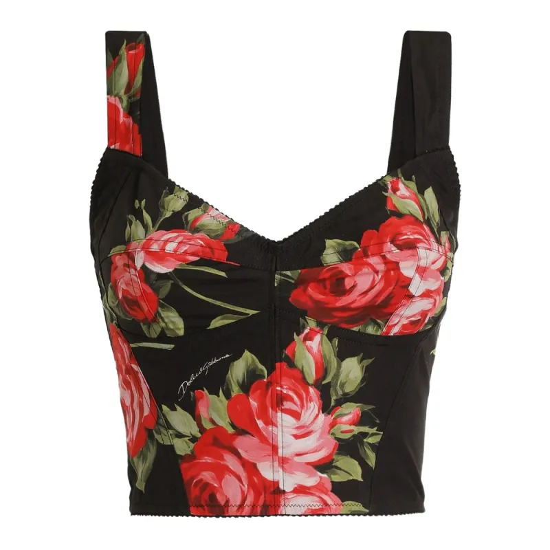 Top Floral Print Black/Red made by Dolce & Gabanna