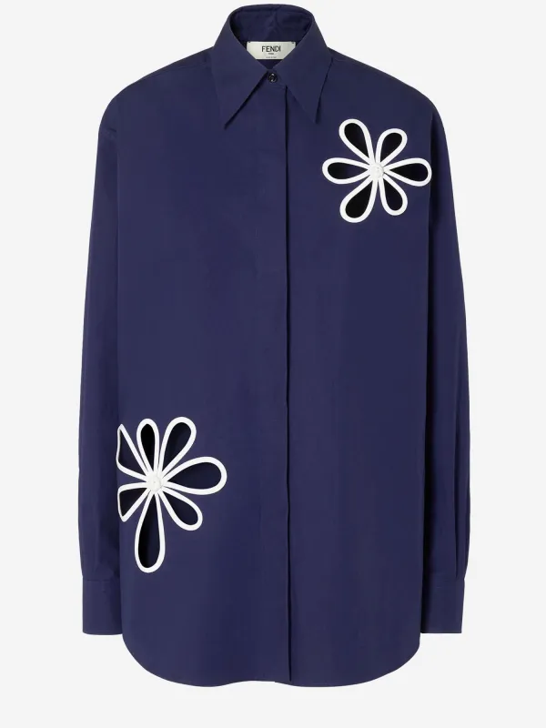Shirt Cotton Poplin Navy made by Fendi