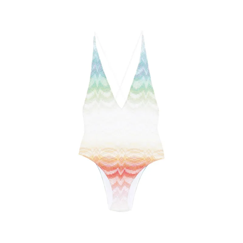 One-Piece Swimsuit White/Blue made by Missoni