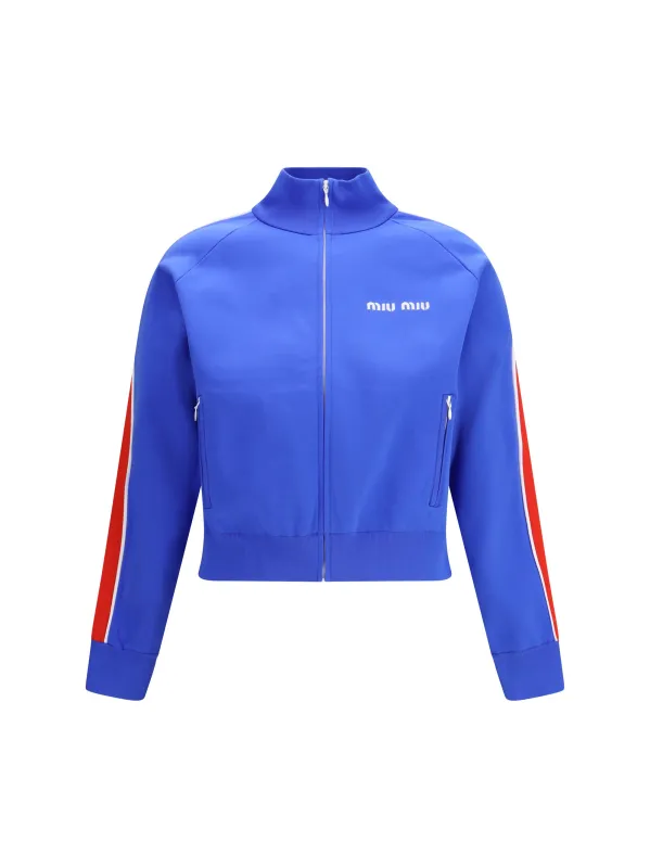 Zip-up Sweatshirt Bluette/Red made by Miu Miu