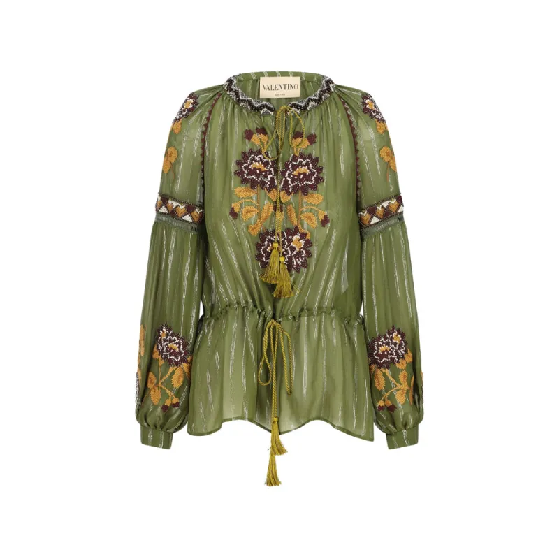 Top Silk Green made by Valentino