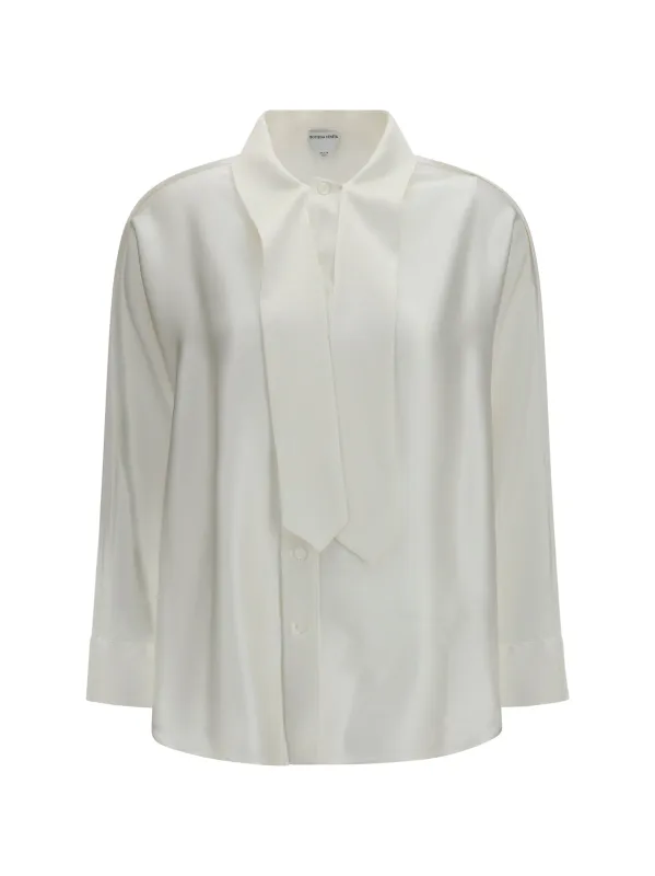 Shirt Oversized Silk Satin Chalk made by Bottega Veneta