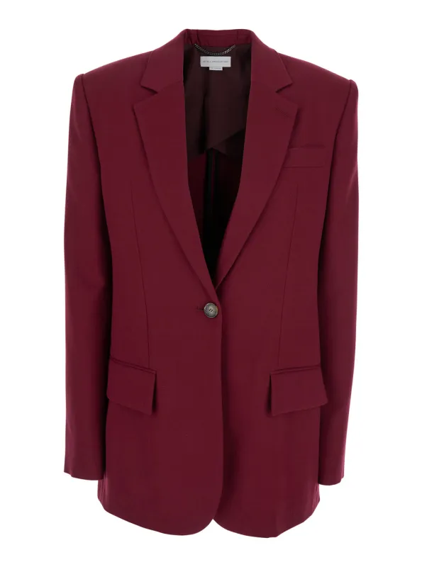 Bordeaux Single-Breasted Jacket with Notched Revers made by Stella McCartney
