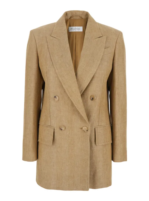 Beige Double-Breasted Jacket with Classic Lapels made by MaxMara