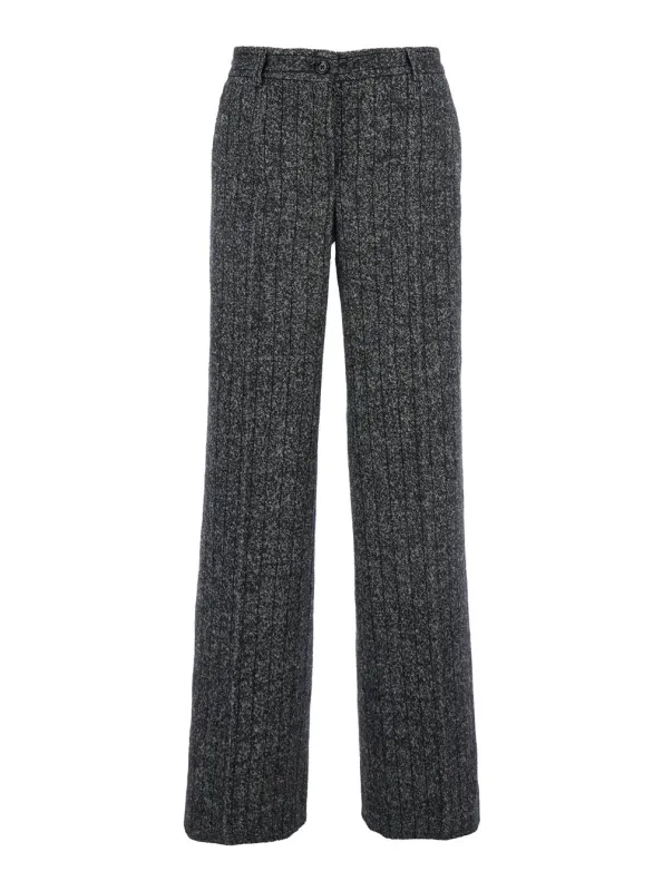 Grey Wide Leg Pants with Pinstripe Motif made by Dolce & Gabanna