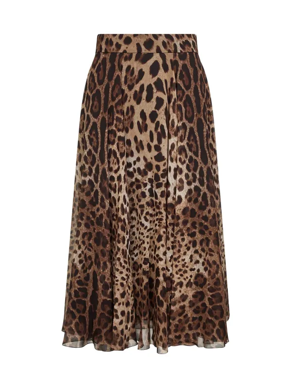 Leopard Print Chiffon Full Skirt made by Dolce & Gabanna
