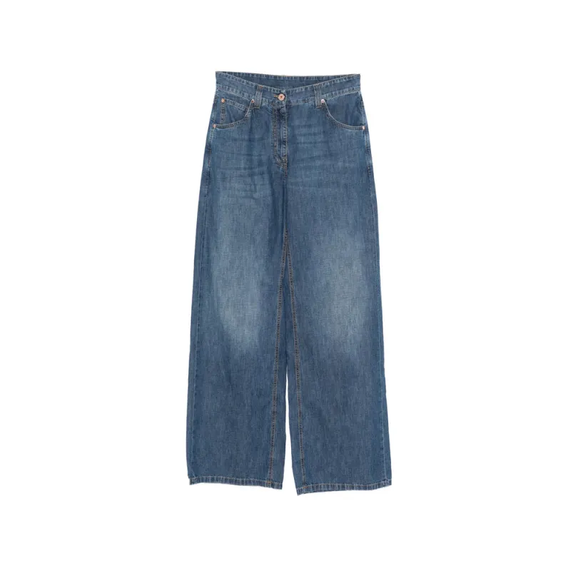 Wide-Leg Jeans Blue made by Brunello Cucinelli