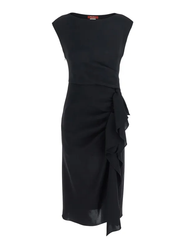 'Aia' Black Dress with Boat Neckline made by MaxMara