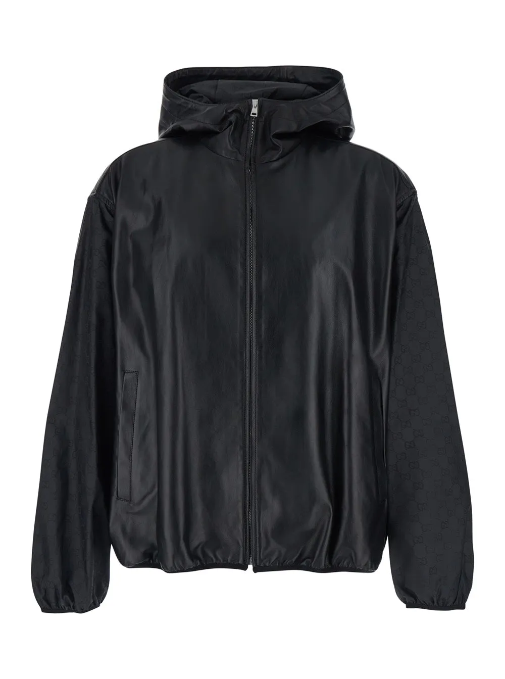 Leather Hooded Jacket Black sold by Lord & Taylor