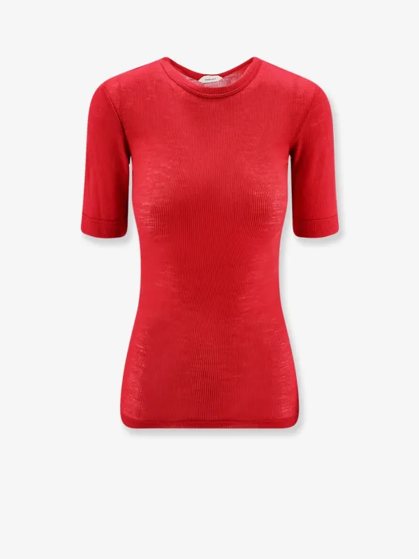 T-shirt Ribbed Virgin Wool Red made by Versace