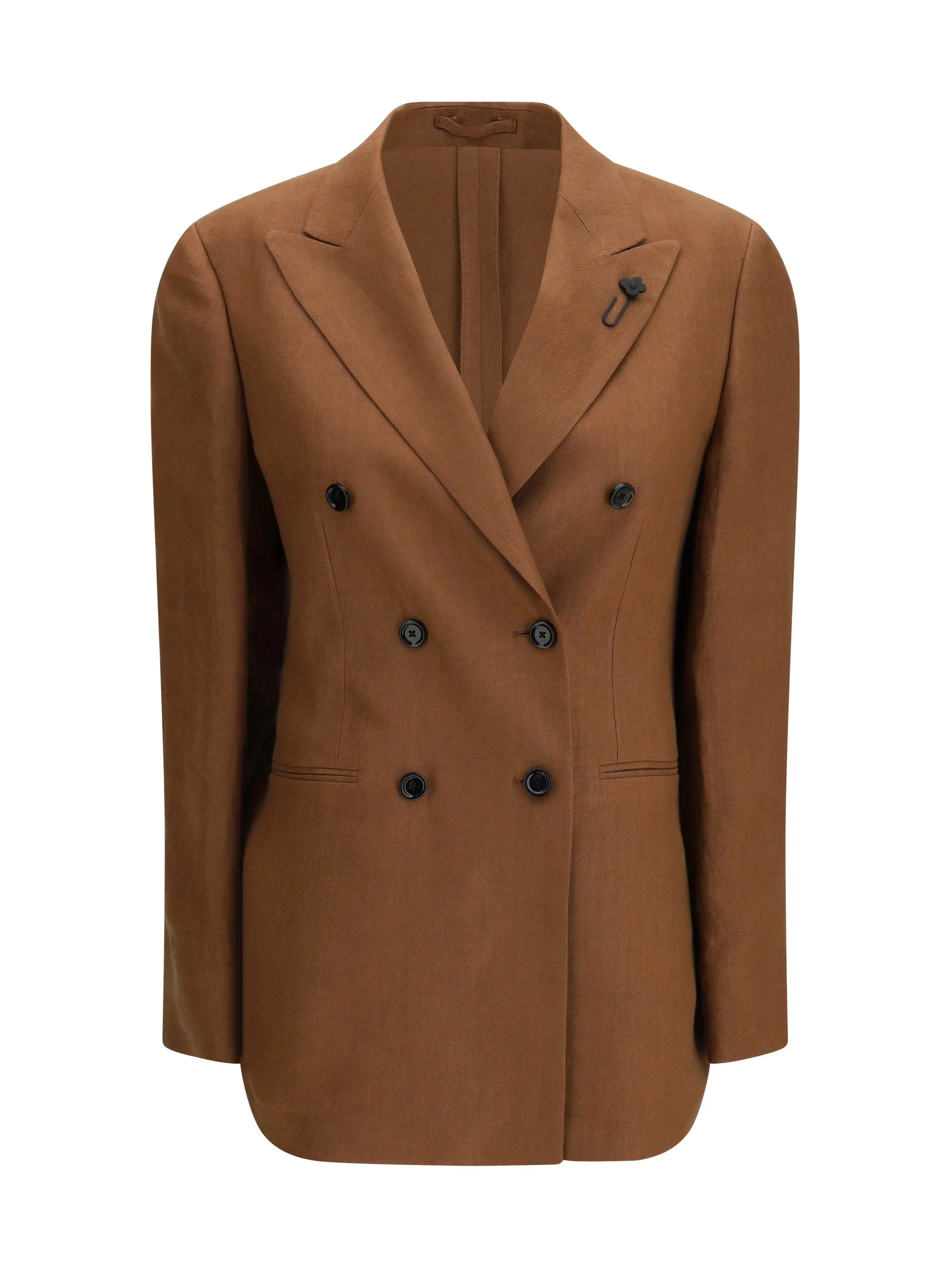 Double-Breasted Linen Blazer Brown sold by Lord & Taylor