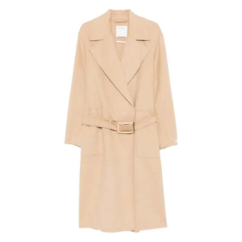 Light Brown Belted Coat with Notched Lapels made by Sportmax