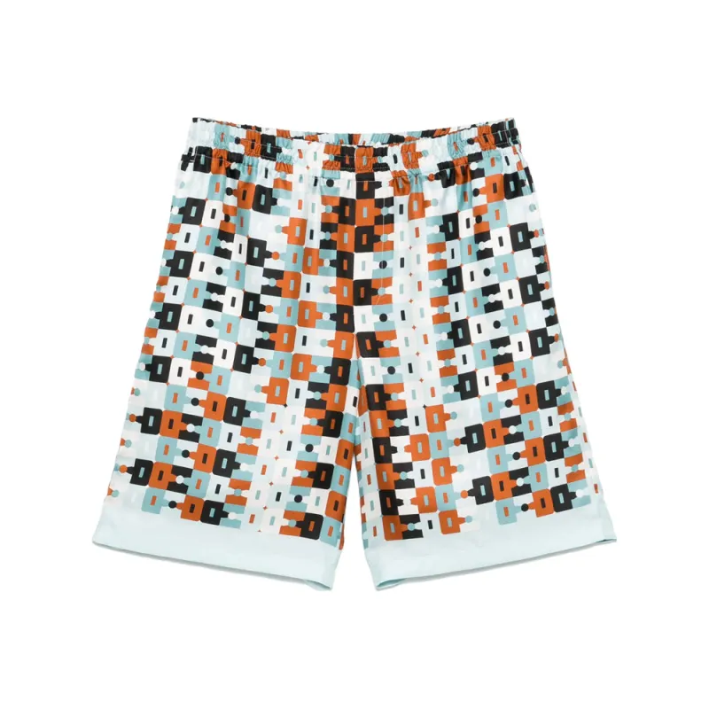 Bermuda Shorts Blue Silk made by Gucci