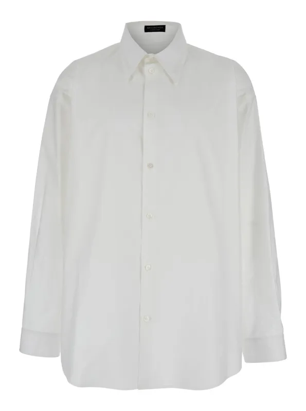 White Cotton Shirt with Pointed Collar made by Balenciaga