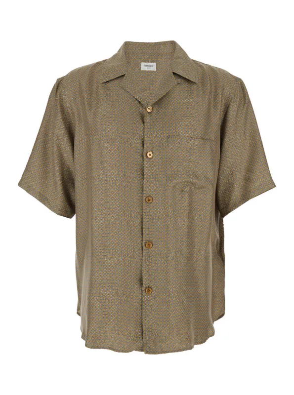 Shirt Cuban Collar Beige Silk made by Yves Saint Laurent