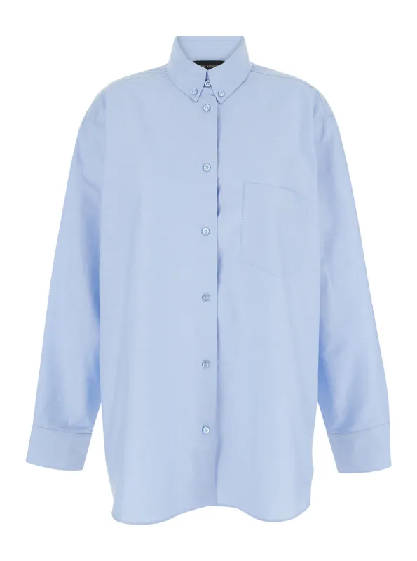 Light Blue Cotton Blend Shirt with Buttons made by Lord & Taylor