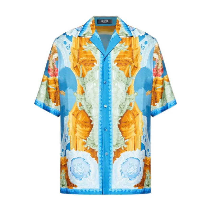 Shirt Blue Silk made by Versace
