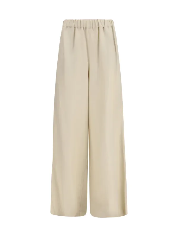 Wide Linen and Silk Pants Beige made by MaxMara