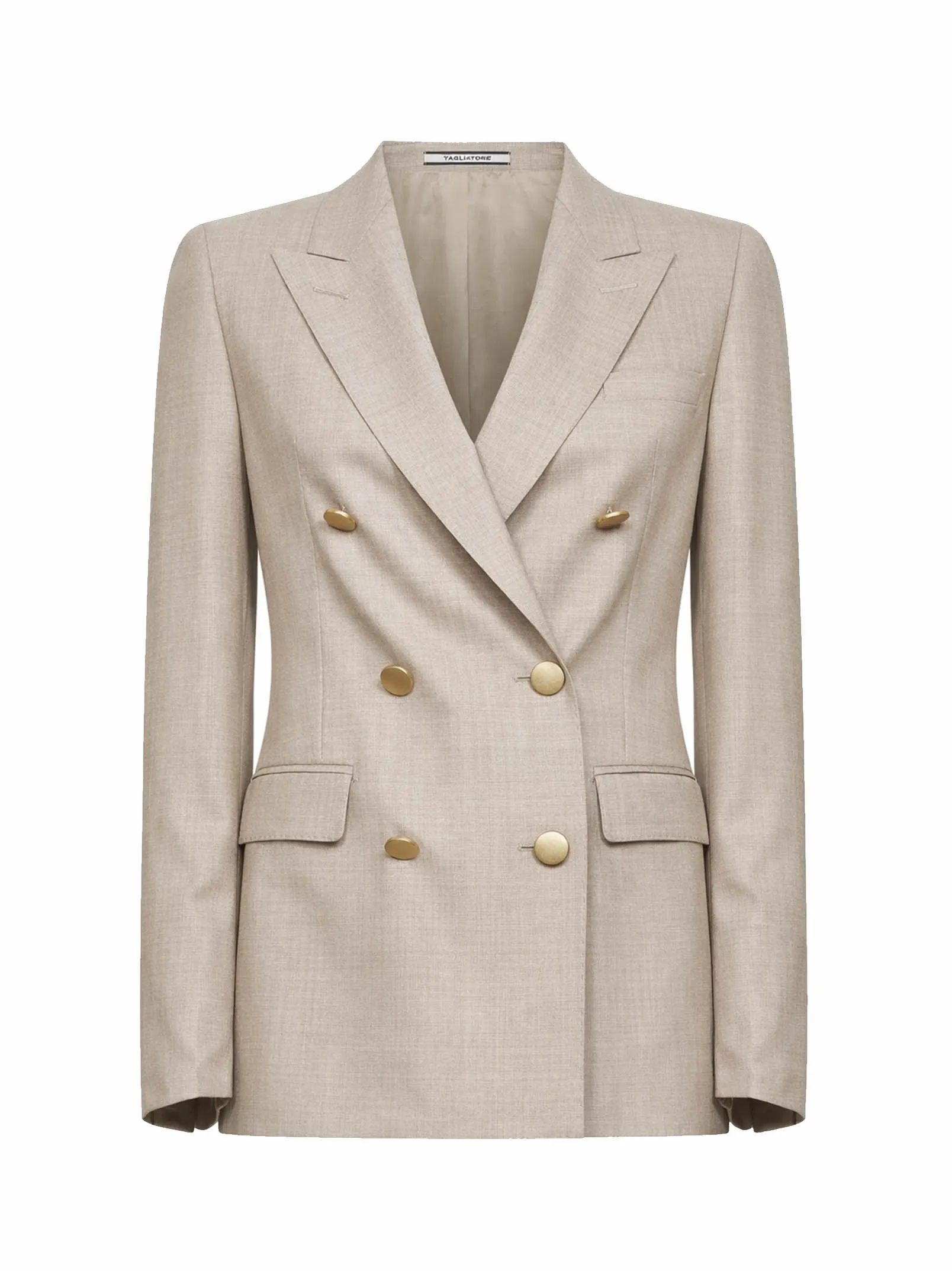 Double-Breasted Blazer Beige Wool-Silk sold by Lord & Taylor