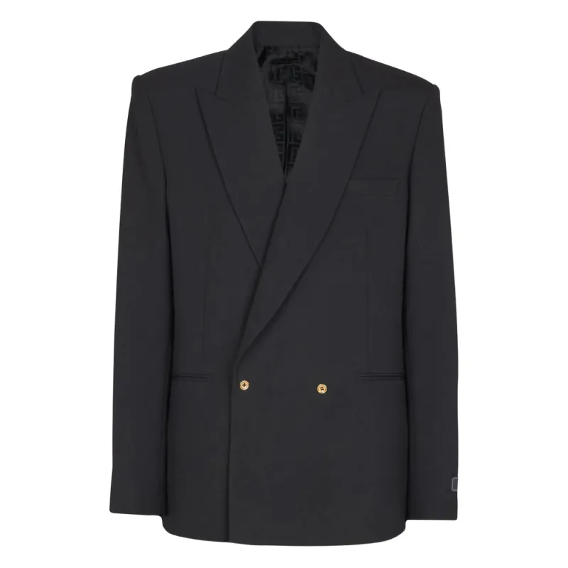 Jacket Double-Breasted Wool Black made by Balmain