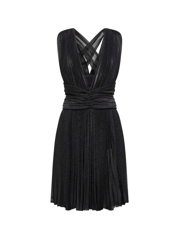 Black Lurex Mesh Pleated Minidress made by Dolce & Gabanna