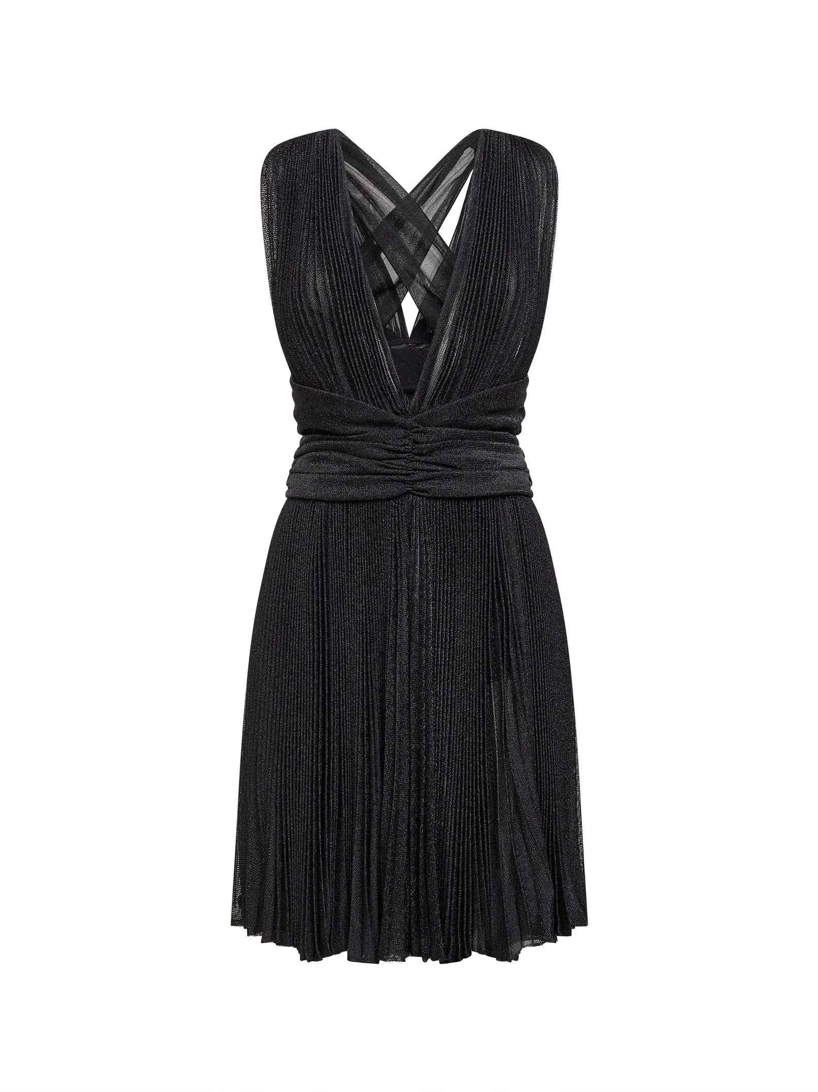 Black Lurex Mesh Pleated Minidress sold by Lord & Taylor