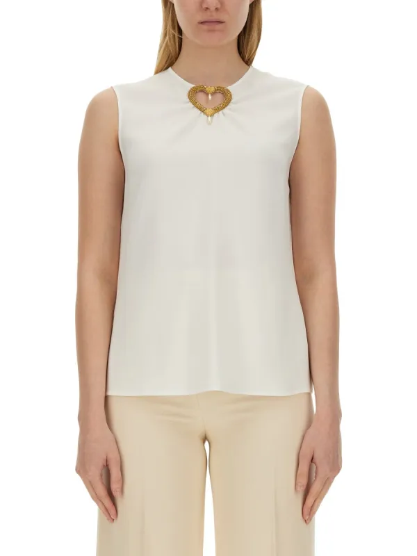 Blouse with Heart Applique made by Moschino