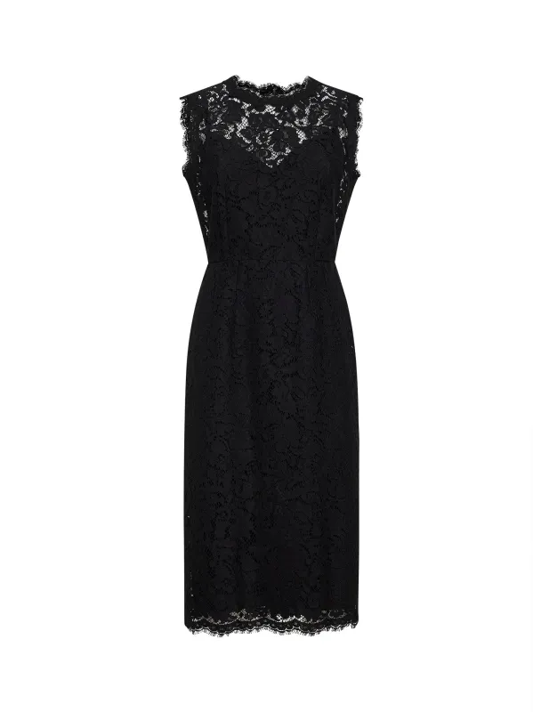 Black Lace Calf-Length Sheath Dress made by Dolce & Gabanna