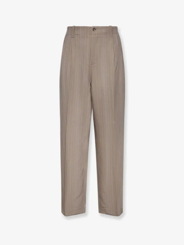 Trousers Wool-Blend Pinstripe Grey made by Golden Goose