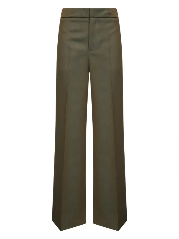 Green Wool Blend Palazzo Trousers made by Etro