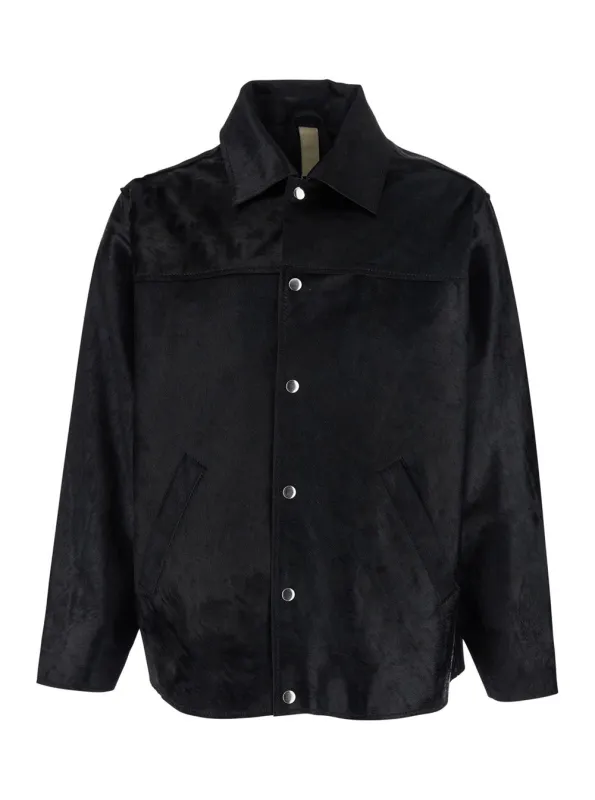 Leather Jacket — Black, Wide Collar made by Sunflower