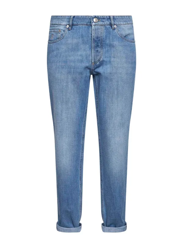 Light Blue Denim Traditional Fit Jeans made by Brunello Cucinelli