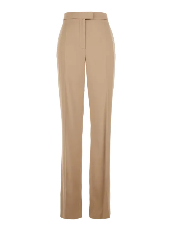 Trousers Double Duchesse Silk Beige made by Valentino
