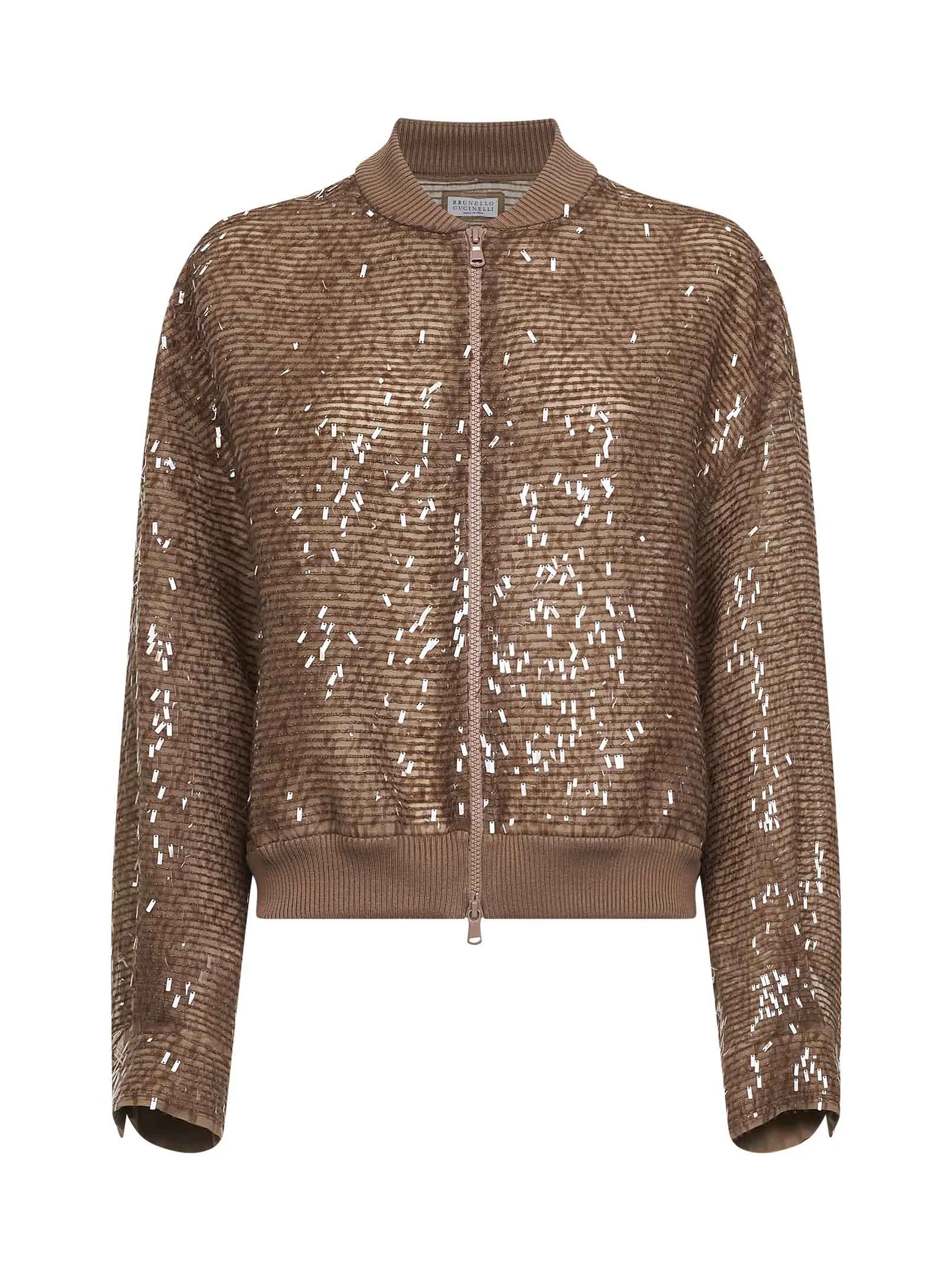 Bomber Jacket Brown Silk Embroidered sold by Lord & Taylor