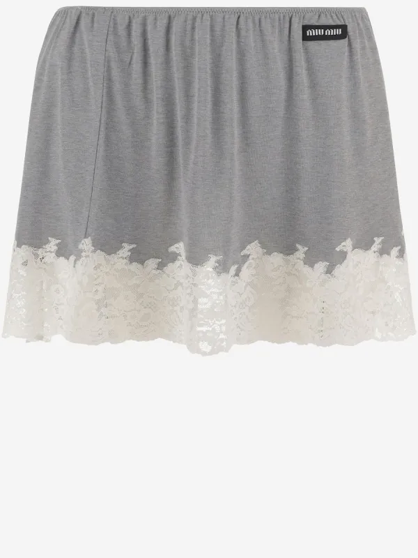 Skirt, Recycled Silk - Grey made by Miu Miu