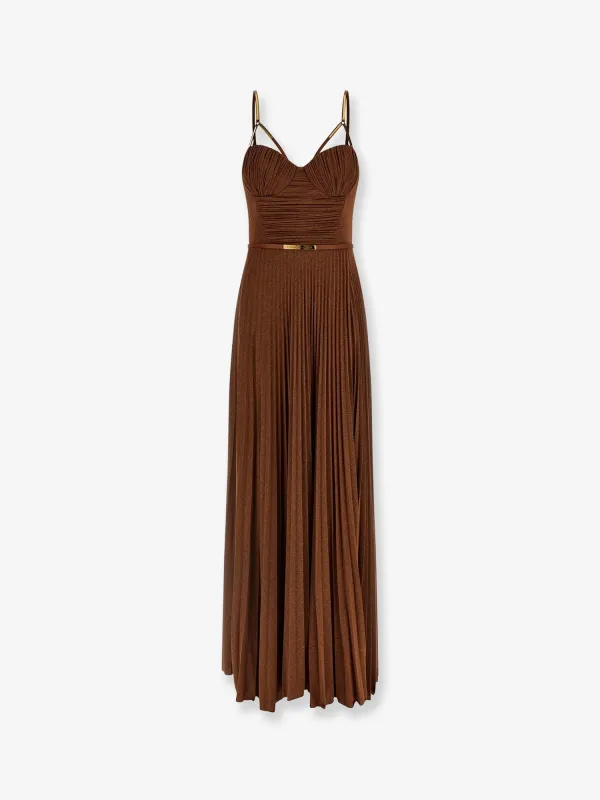 Laminated Long Dress with Belt made by Lord & Taylor
