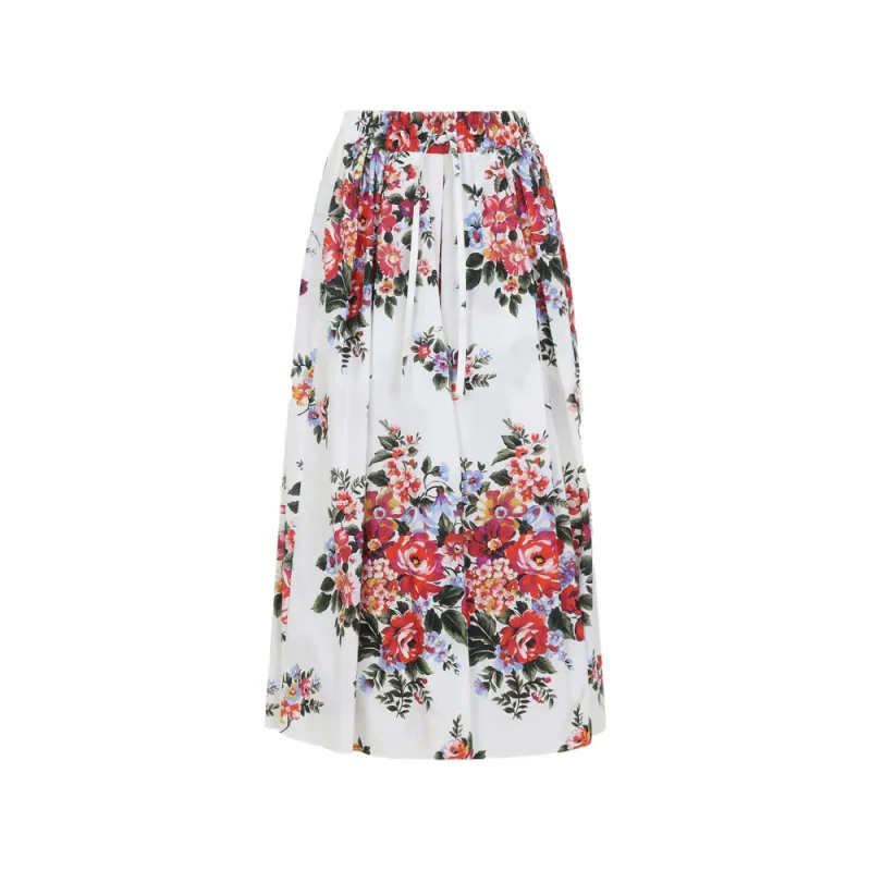 A-line Skirt White/Red Cotton made by Dolce & Gabanna
