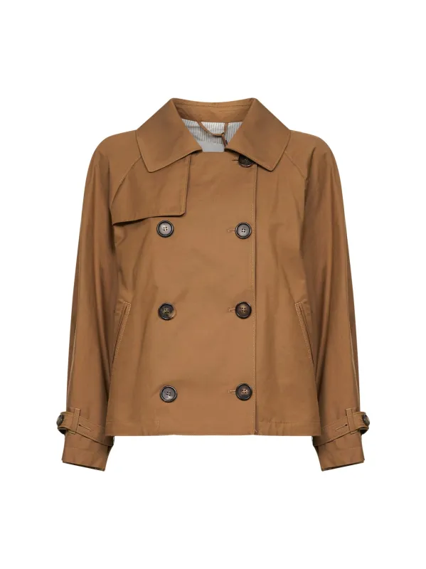 Brown Double-Breasted Short Trench Coat made by MaxMara