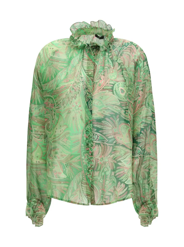Shirt Paisley Green Silk made by Etro