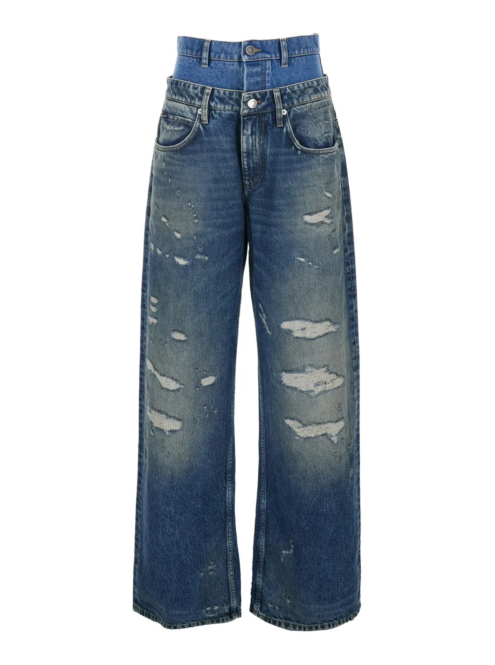 Blue Layered Design Distressed Jeans sold by Lord & Taylor